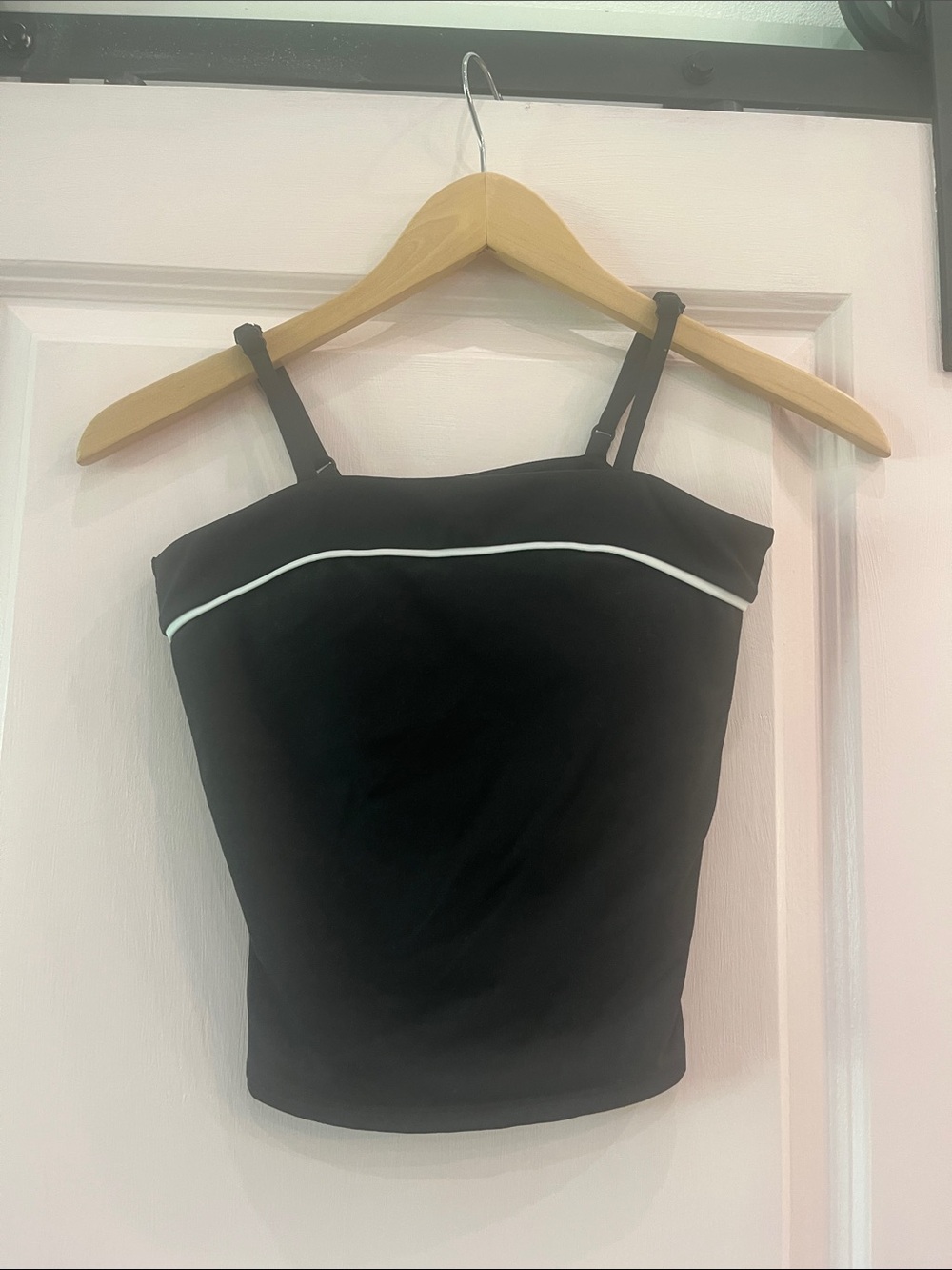 Black Strappy Crop Top with built-In bra - girls